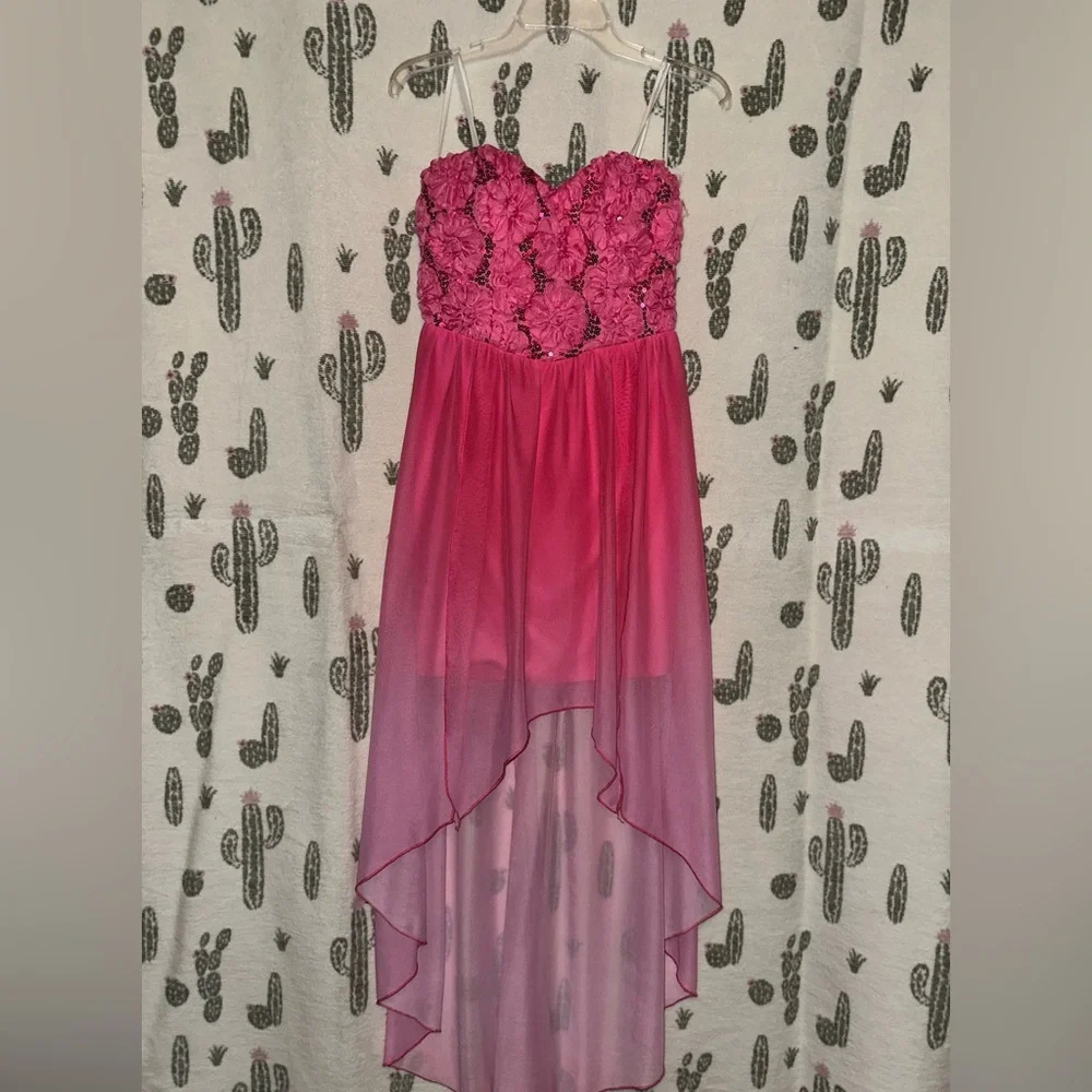 Strapless Pink Floral Dress - Picture 2 of 5